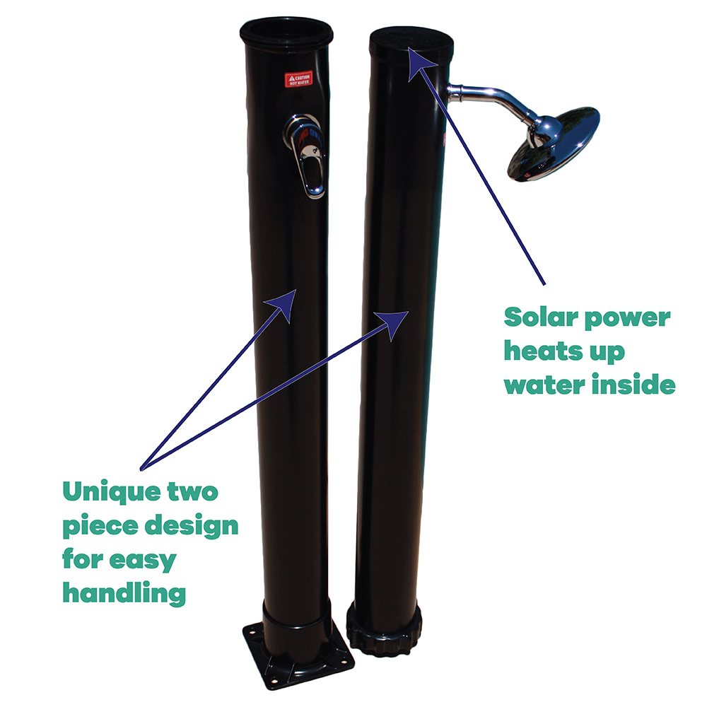 outdoor solar shower with base